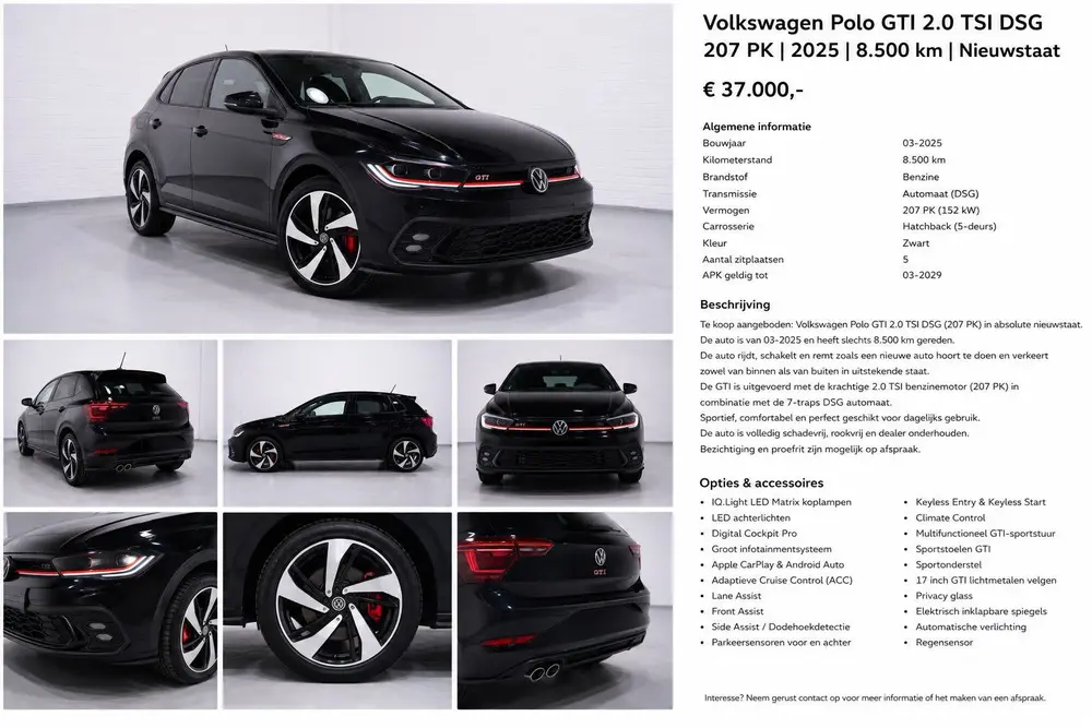 Volkswagen Polo GTI 2.0 TSI DSG 2025 uit 2025