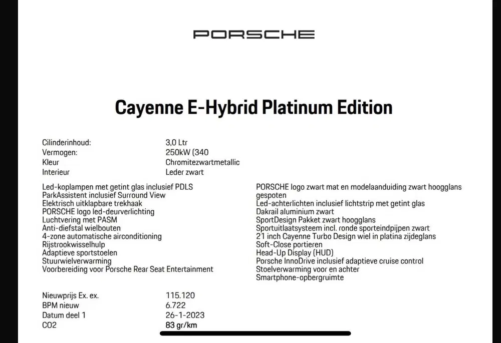 Porsche Cayenne 3.0 E-Hybrid Sportchrono SportDesign Pano uit 2023, foto 12