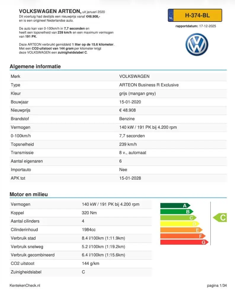 Volkswagen Arteon 2.0 TSI 190pk 7-DSG 2020 Grijs uit 2020, foto 10