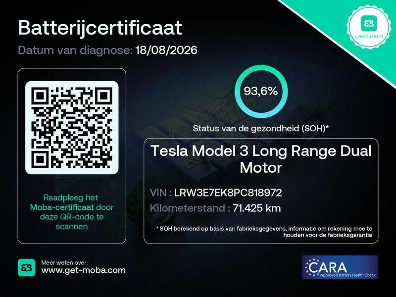 Tesla Model 3 Long-Range AWD 351pk 75 kWh 93.6% SoH UPGR uit 2023, foto 2