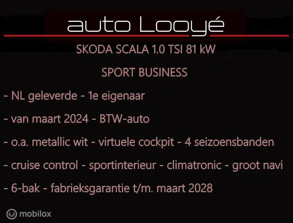 Skoda Scala 1.0 TSI Sport Business uit 2024, foto 2