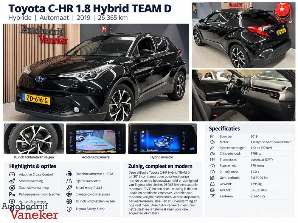 Toyota C-HR 1.8 Hybrid Team D uit 2019, foto 2