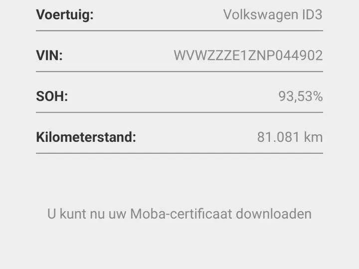 Volkswagen ID.3 Pro 58 kWh SOH 93 uit 2022, foto 2