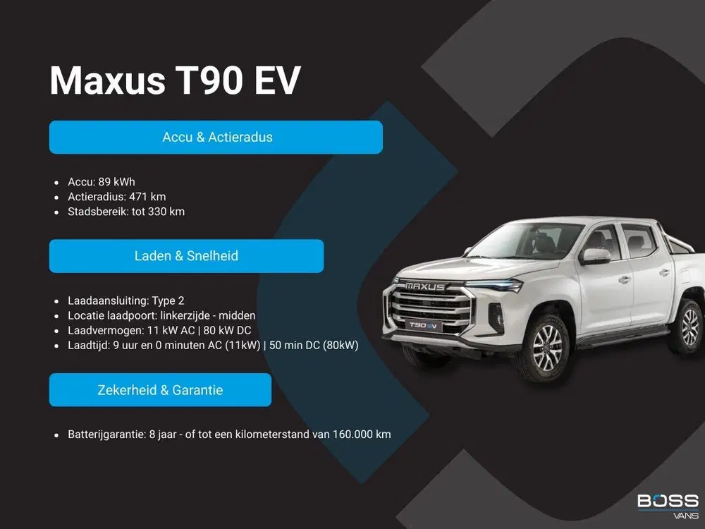 Maxus T90 Elektrisch Pickup 471km WLTP 93.4% (SOH) S uit 2024, foto 8