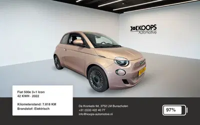 Fiat 500e 42 KWH SOH 97% uit 2022