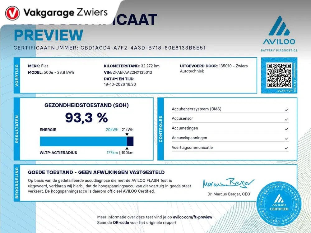 Fiat 500 RED 24 kWh SOH 93.3% uit 2023, foto 5