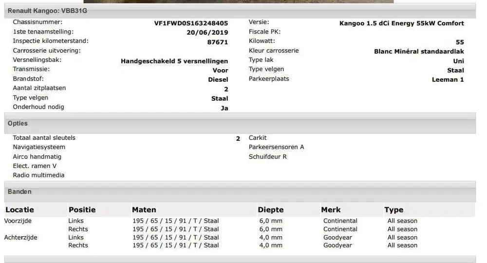 Renault Kangoo 1.5 DCi Euro 6 75PK Energy Comfort Airco uit 2019, foto 13